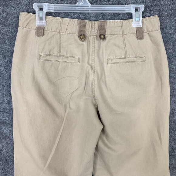 Boden Khaki Pants Women 6R Straight Leg Roll Tab Hem Cotton Blend - Picture 6 of 15
